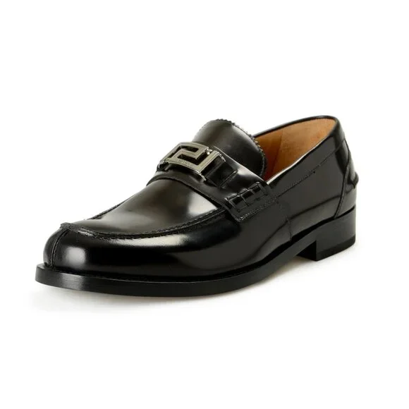 Versace | Shoes | Versace Mens Silver Logo Black 0 Leather  display picture 2